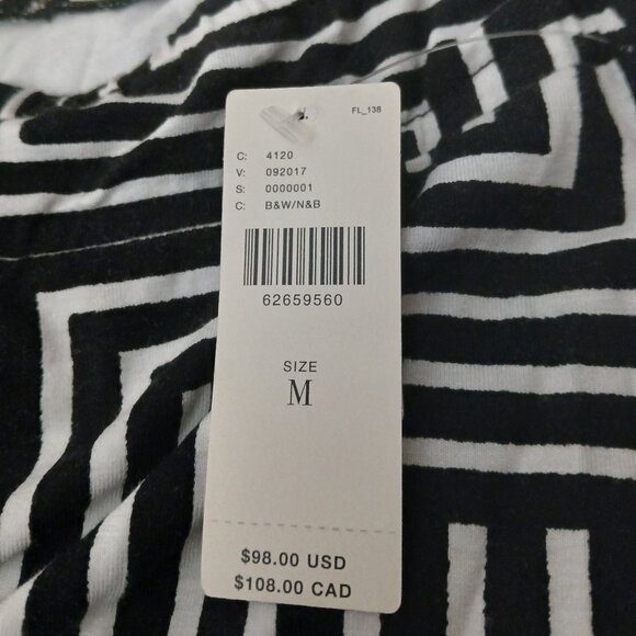 NWT By Anthropologie Midi Skirt M Black White Labyrinth Made in USA Stretch - Picture 9 of 12